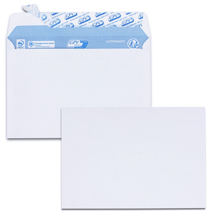 Enveloppes GPV C6, 114 × 162 mm, blanc, 200 pièces